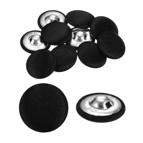 HARFINGTON 10pcs Fabric Cloth Buttons 1 Round Sewing Button with Shank Fabric Covered Buttons for Jacket Coat Shirt Suits Bridal Black
