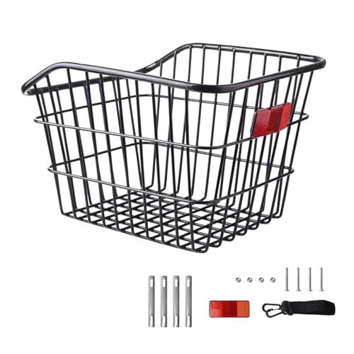 Volver Cesta de bicicleta,Cesta de equipaje de bicicleta | Portabicicletas trasero grande de metal,Bolsa de almacenamiento para cesta de bicicleta, bolsa de almacenamiento de carga de mochila para