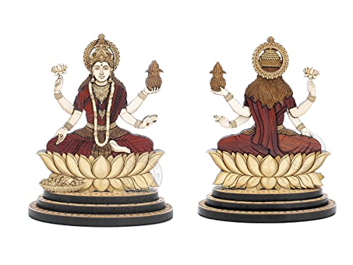 Estatua de Diosa Lakshmi tallada en madera de 4 pulgadas miniatura 2