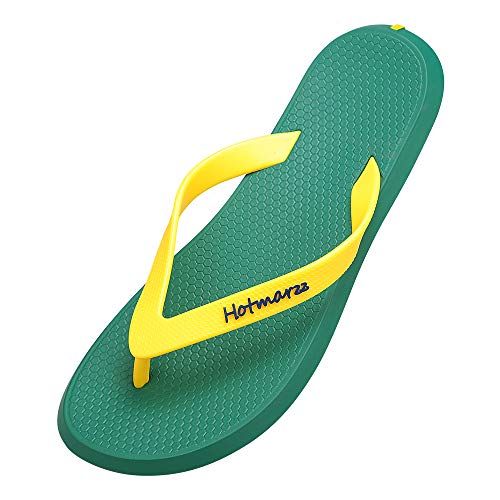 Hotmarzz Tongs pour homme - Sandales pour la plage, la douche - Tongs légères et confortables, jaune (2020 jaune + vert.), 40 EU Cover