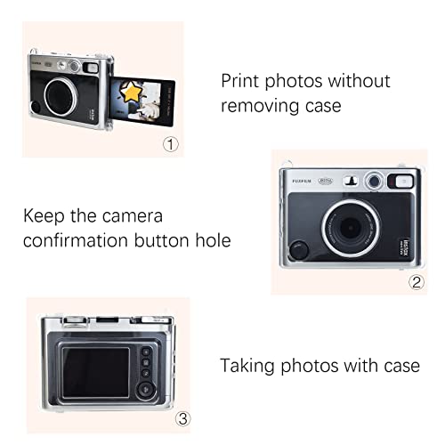 Rieibi Instax Mini Evo Case Clear - Crystal Pvc Protective Case For Fuji Instax Mini Evo Camera - Hard Carrying Case With Removable Shoulder Strap -Transparent #TOP6