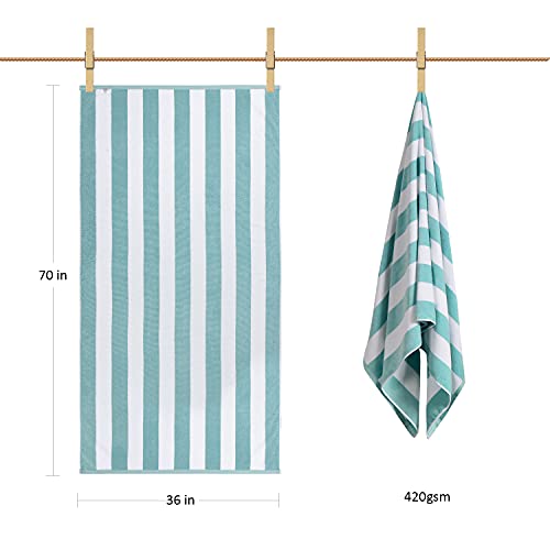 Luluhome Plush Oversized Beach Towel - Fluffy Cotton Thick 36 X 70 Inch Mystical Blue Striped Pool Towels, Large Summer Cabana Swimming Towel For Adults #TOP3