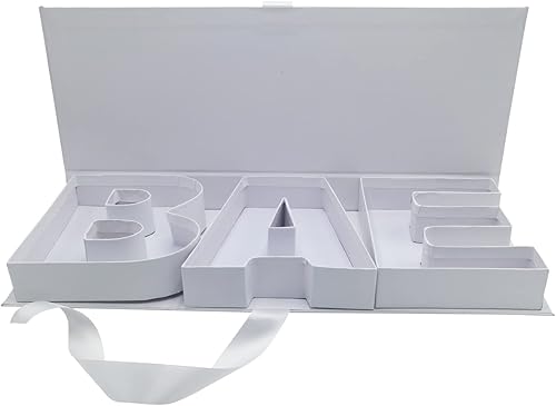 Miniatura 4 de WENPACK BAE bebé vacío cartón en forma de letra de papel rellenable maché chocolate fresa flor embalaje (BAEWHITE)