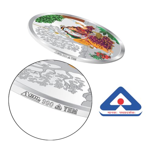 Image of Precious Moments Radha Krishna Silver Coin 10 Gram | 20 Gram | 50 Gram | 100 Gram BIS Hallmarked Round Square Flower Shaped 999 Purity with Gift Box by ACPL