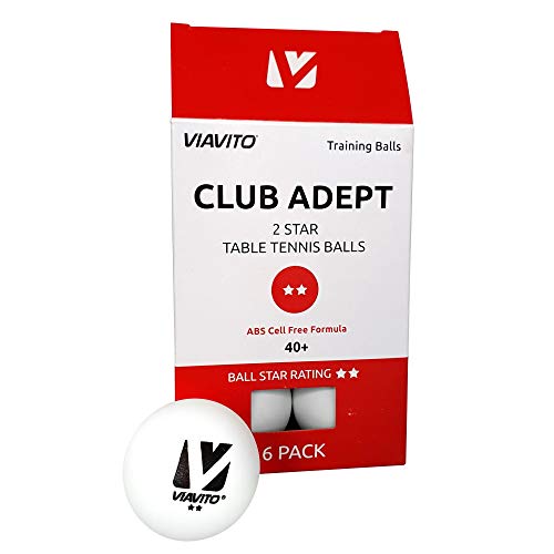 Viavito Balles de Tennis de Table 2 étoiles - Lot de 6 Club Adept Cover
