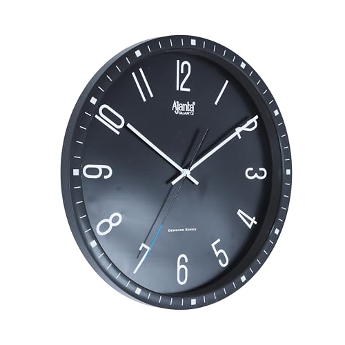 Image of Ajanta Home Decor Clock 14.5 Inch (365mm) Black | Luxury Silent Sweep Wall Clock | Stylish Modern Design | Model 6087