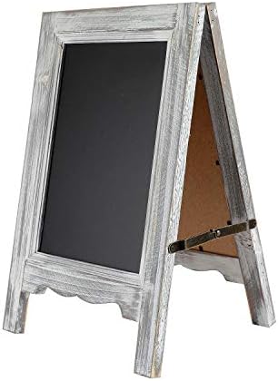 15 inch Mini Tabletop Wooden A-Frame Double-Sided Slate Chalkboard Sign Easel for Business (Gray)