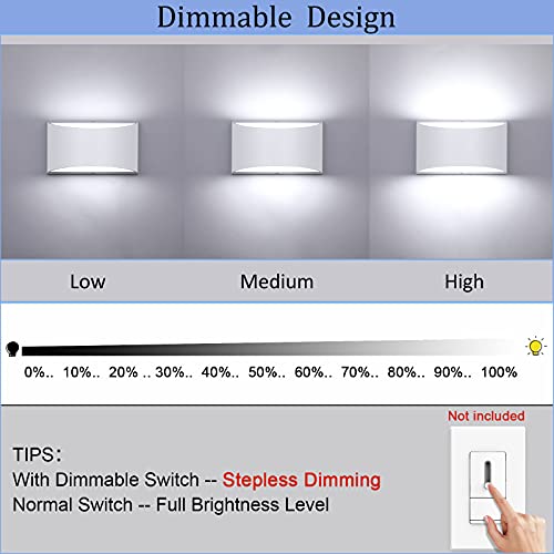 Lightess Indoor Led Wall Lamp 12W Dimmable Up Down Wall Light For Living Room Bedroom Hallway Staircase Cool White #TOP1