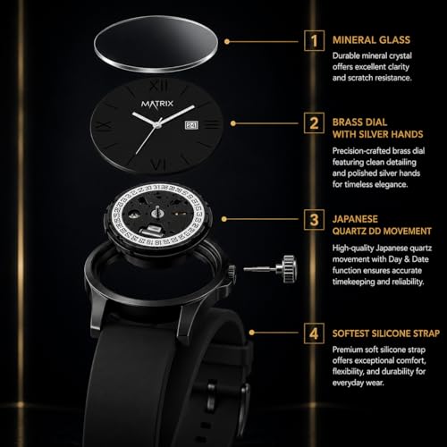 Matrix Dark Edition Black Dial Silicone Strap Watch - Image 6