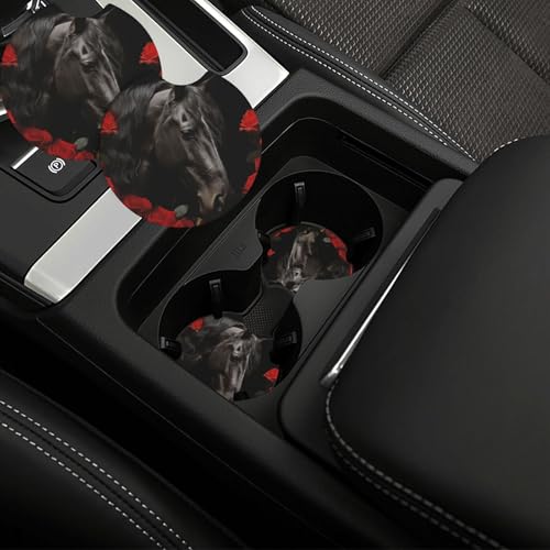 Portavasos para auto 2 piezas redondo negro de neopreno miniatura 1