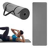 Gaiam Essentials Thick Yoga Mat Fitness & Exercise Mat with Easy-Cinch Carrier Strap, Grey, 72'L X 24'W X 2/5 Inch Thick, 10mm