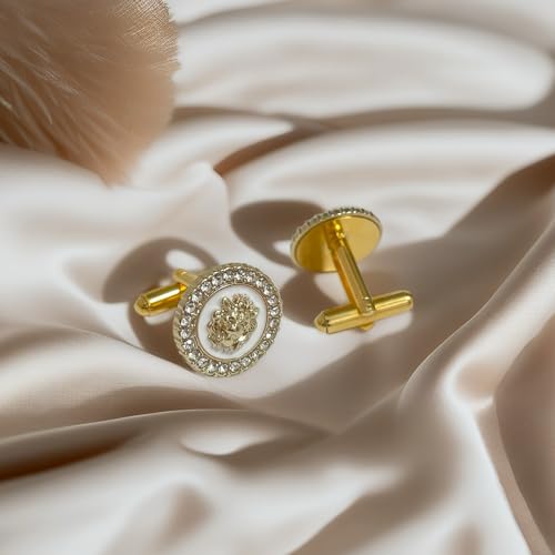 Men Cufflinks Gold Lion Head Rhinestone Elegant Stylish Sparkling Wedding Ceremony Business Formal Shirt Accessories4