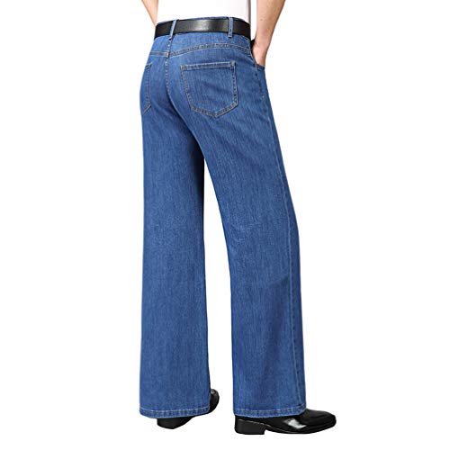 HAORUN Men Flared Jeans Regular Fit Bell Bottom Denim Pants 60s 70s Retro Casual Trousers4