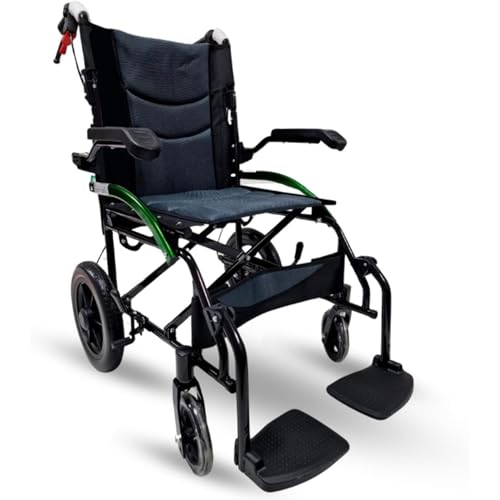 Inko Mobility Silla de Ruedas Plegable Ligera, Estable y Segura, Silla de Ruedas de Paseo para Adultos, Ancianos y Mayores, Dispositivo Antivuelco Incluído, Estrecha y Resistente, Wheelchair