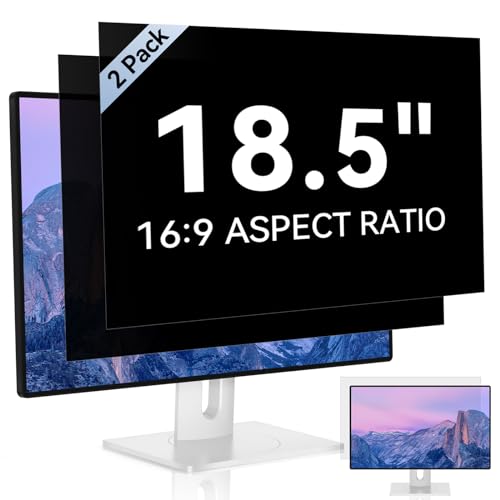 Image of [2-Pack] 18.5 Inch Computer Privacy Screen for 16:9 Aspect Ratio Widescreen Monitor, Eye Protection Anti Glare Blue Light Computer Monitor Privacy Filter, Removable Anti-Scratch Screen Protector Film