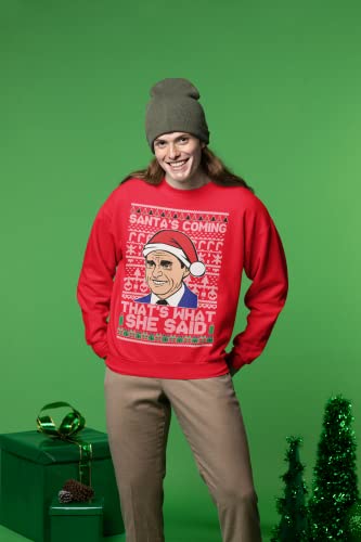 Santas Coming That'S What She Said Michael Scott Ugly Christmas Sweater 6 Santas Coming That’S What She Said Michael Scott Ugly Christmas Sweater