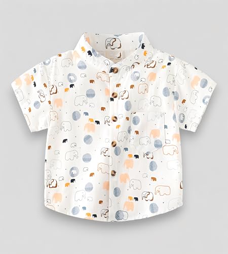 Image of Kids Boys Shirt Printed, Checkered and Floral Casual Short Sleeve Shirts Pack of 2