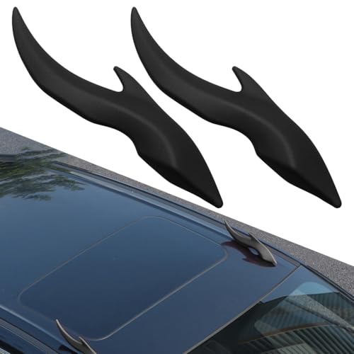 Image of STHIRA Car Mini Flame Decorative Spoiler EVA Dragon Horn Style Auto Trim with Adhesive, Waterproof Exterior Car Decoration for Roof, Hood & Trunk, Universal Fit for Cars & SUVs, 30x6.6cm