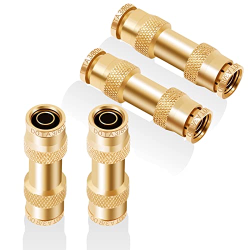 Hasaomoi 3/8" Dot Push-To-Connect Fittings (Three-Eighth Of An Inch) Air Fittings Straight Union 3/8" Tube Od Brass Push Air Brake Line Fittings For Trucks Trailers And Industrial Use (4 Pack) #TOP6