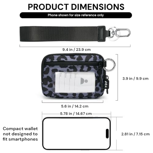 Image of Wristlet Wallet for Women with Clear ID Window, Zip Coin Purse and Keychain | 3 Card Slots, Exterior Zip Pocket, Inner Mesh Pouch, Lipstick Holder, Detachable Wrist Strap, Lightweight Nylon