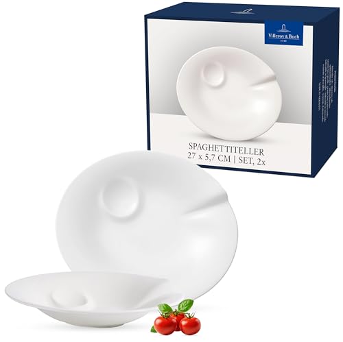 Villeroy & Boch Pasta Passion Platos para espaguetis, Set de 2, 30,7 x 26,3 x 5,7 cm, Porcelana , Blanco, 2 piezas