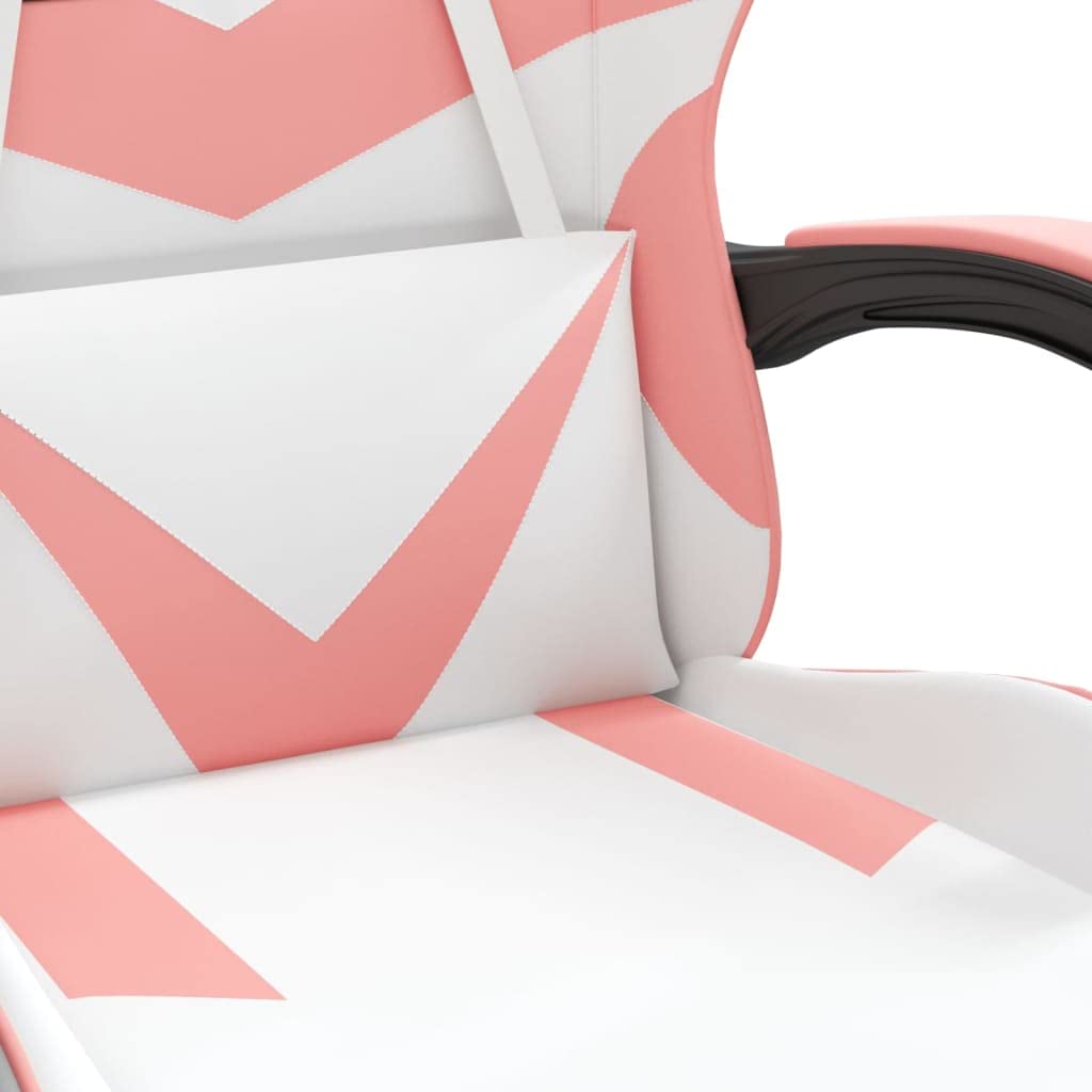 Tomostar Chaise Gaming, Chaise de Jeu Fauteuil Gamer Fauteuil de Bureau pivotante Blanc et Rose Similicuir