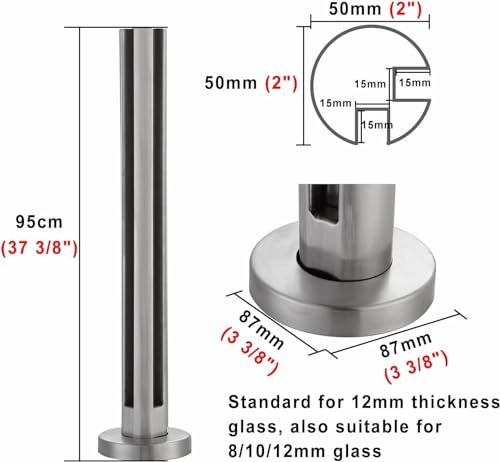 Poste de esquina de aluminio de 95 cm soporte terraza exterior 3
