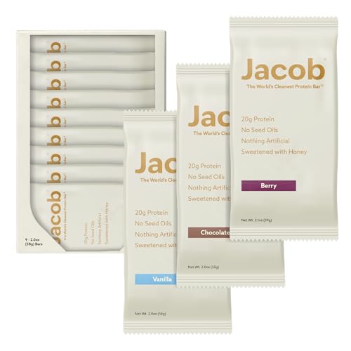 Jacob Bar, Protein Bars, Variety Pack (9 Bars Total) Contains
