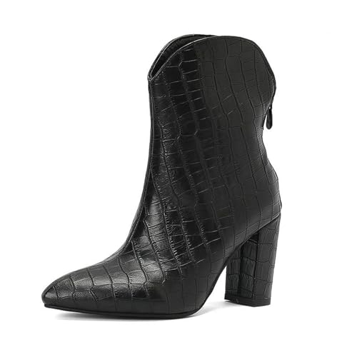 Bottines habillées à bout pointu pour femmes talons mi-hauts épais