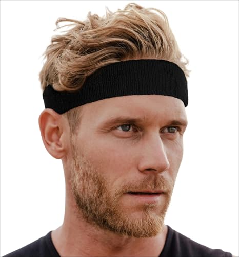 Image of Tough Headwear Terry Cloth Headband - Sweat-Wicking Running Head Band - Basketball Accessories - Headband for Washing Face