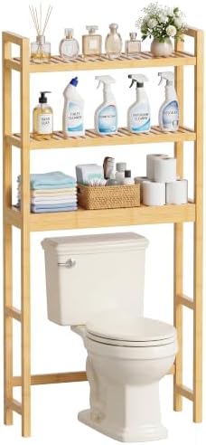 SMIBUY Bathroom Storage Shelf, Bamboo Over-The-Toilet Organizer R...