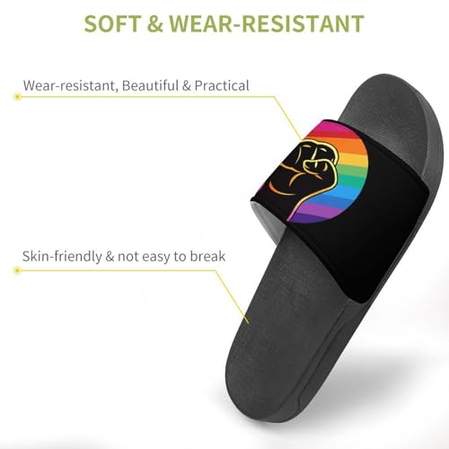 Black Pride Rainbow Peace House Sandals Non-Slip Bathroom Slippers Beach Summer Shoes for Men Women3