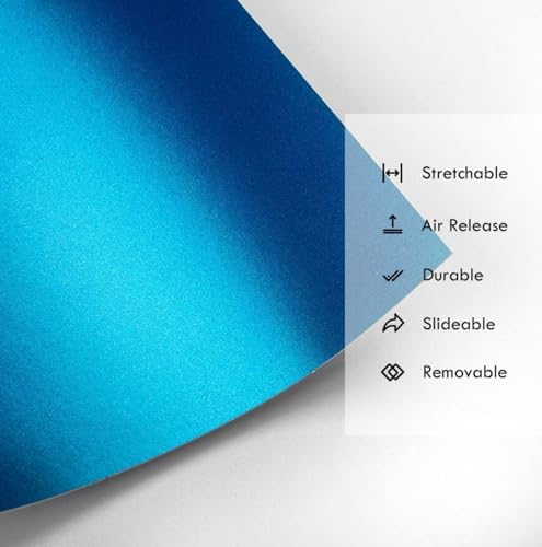Image of WALLMATE Metallic Blue Ocean Car Sticker Self Adhesive Bubble Free Vinyl Wrap for Car, Scooty, Cycle, Bike and Other Vihicle Interior & Exterior Decoration (Ocean Blue, 20X48 in)
