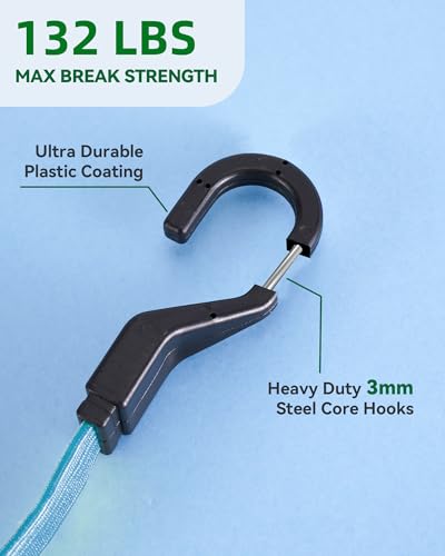 Image of 60 inch Flat Adjustable Bungee Cords with Hooks, 3X Faster to Adjust the Length | LUCKY STRAPS 6 Pack Blue Heavy Duty Bungee Straps for Cargo, Camping, Bike, Truck, Roof Rack, Motorcycle, Outdoor Use