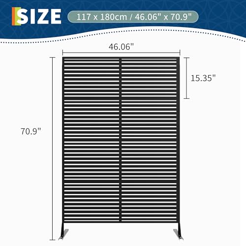IDEALHOUSE 72\" H Metal Outdoor Privacy Screen, Freestanding Rustproof Louvered Fence Panel, Easy Installation for Garden Patio Balcony Trash Can AC Unit Cover, 2PCS Modern Decorative Divider