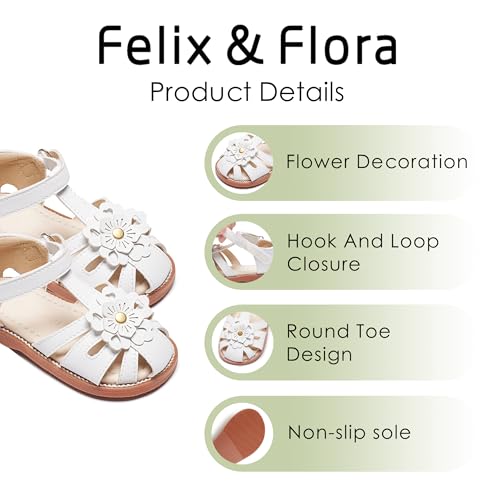 Image of Felix & Flora Toddler Girls Sandals Soft Rubber Princess Flat Shoes Flower Girl Shoes