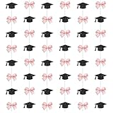 Blopee 6PC Pink Bow Graduation Decorations 2026 Bows Graduation Cap Garland Banner Hanging Streamer for Girl Grad Party Decorations Class of 2026