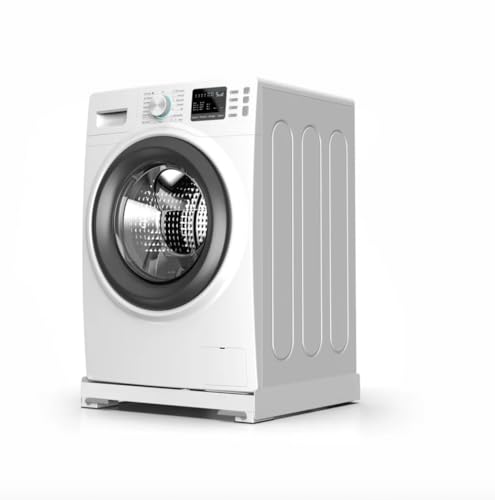 Meliconi Base Wash Evo, antivibrationsbas med hjul, lätt att flytta tvättmaskinen eller torktumlaren, med främre bromsspak, lastkapacitet 250 kg, vit