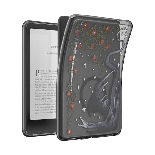 Image of PopSockets Kindle Paperwhite 12th Gen MagSafe Case- Dragon Sterling | Pair with PopGrip for MagSafe, 2024 /25, 7 inchin, E-Reader, Bookish, Silver