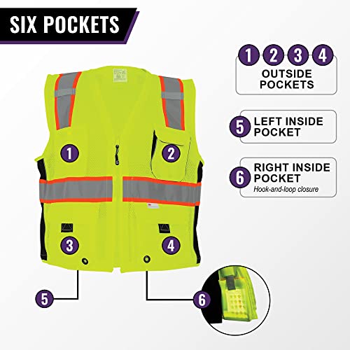 Global Glove Safety Vest With 6 Pockets And Zipper Front, High Visibility Reflective Vest For Men Or Women, Lightweight And Breathable Mesh, Ansi Class 2 Compliant, 3Xl #TOP2