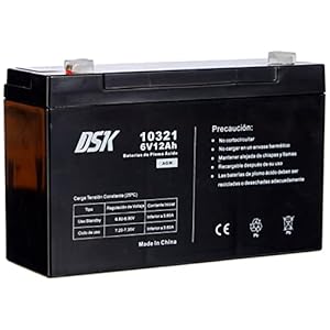 DSK 10321 – 6 V en 12 Ah verzegelde oplaadbare AGM-loodbatterij. Ideale batterij voor elektrische auto’s en motorfietsen voor kinderen, UPS/UPS-systemen, beveiligingssystemen en alarmen