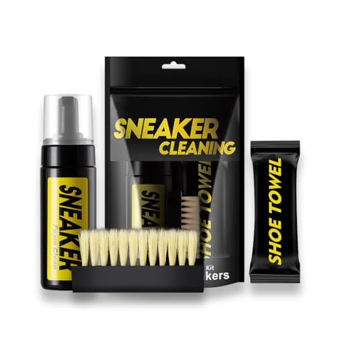 Shoe Cleaner Kit Shoe Cleaner Kit for Sneaker Water-Free Foam Sneaker Cleaner 5.3Oz with Shoe Brush and Microfiber Clothing Towel Premium Sneaker Cleaning Travel Kit Work on Most Shoes