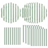 【Ensemble complet pour fête à rayures vert】Cet ensemble comprend 25 assiettes en carton élégantes vert et blanches de 18 cm et 25 serviettes vert assorties, vous offrant tout ce dont vous avez besoin pour une réunion stylée ; les assiettes et serviettes en papier à rayures présentent un design sophistiqué, parfait pour servir 25 invités.