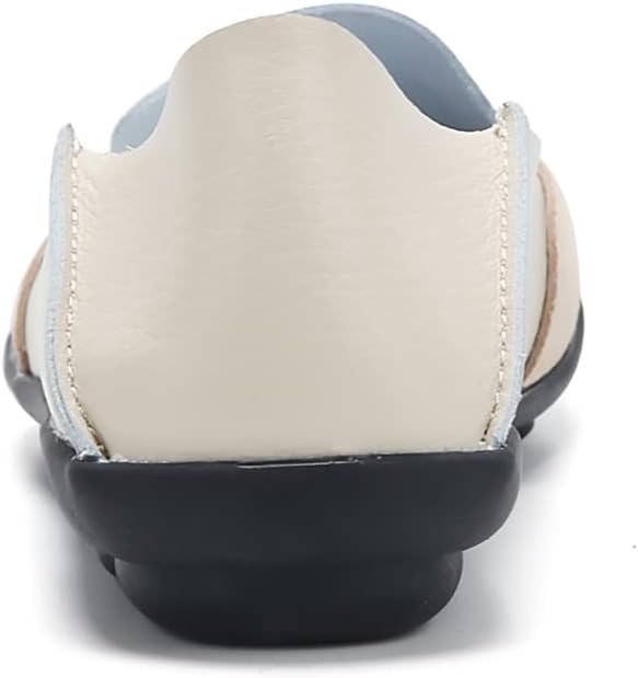 FolHaoth Womens Breathable Casual Leather Loafers Slip On Flats Moccasins Shoes Wild Walking Nurse Comfortable Cushioned Insole Driving Fashion Soft Shoes 5 Beige image 3 of 5 B0C2Q6SVK7