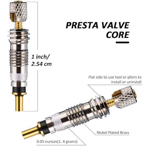 FICBOX 22PCS Presta Valve Core Kit with 10 Universally Compatible Presta Valve Cores, 2 Presta Valve Core Removal Tool & 10 Presta Valve Core Caps for Tubeless Road & MTB Bike Tires