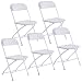 Giantex Set of 5 Plastic Folding Chairs Wedding Party Event Chair Commercial (White Style 2)
