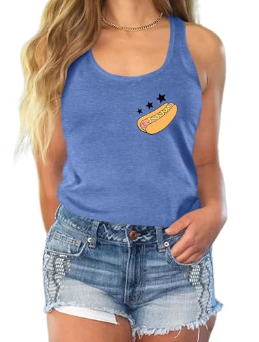 Image of Ithalt Womens American Flag Shirts 4th of July Outfits USA T-Shirt Patriotic Tank Shirt Fourth of July Sleeveless Tops