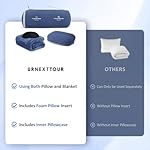 4-in-1 Travel Pillow & Blanket Set with Eye Mask, Memory Foam Neck Support, 50x65 Inch Blanket, Storage Bag for Airplane, Car, Train, Home Travel Blue - Image 3