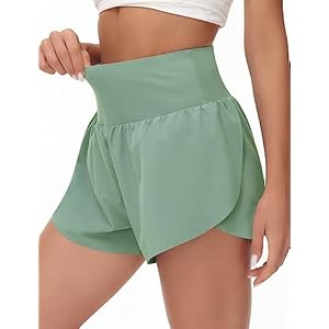 Origiwish Women’s High Waisted Running Shorts Quick Dry Yoga Athletic Workout Shorts with Mesh Liner Zipper Pocket