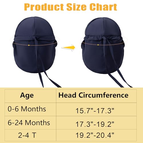 OLIKER 2 Pack Baby Sun Hat with Breathable Mesh, UPF 50+ Quick Drying Unisex Baby Toddler Sun Hat for Summer Beach Swim (6-24M Gray Green + Navy Blue) - Thumbnail 6